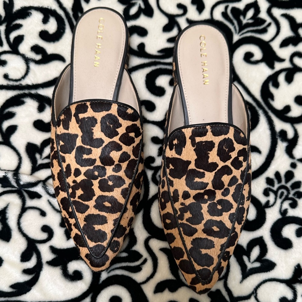 Never worn leopard mules